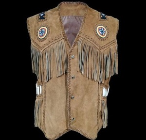 Veste en daim vintage pour homme, style western cowboy montagne - Product Image 1