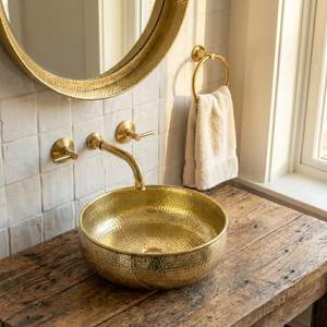 Lavabo en laiton traditionnel décoratif pour salle de bain, fait main, qualité supérieure, durable, solution de design intérieur de luxe - Product Image 4