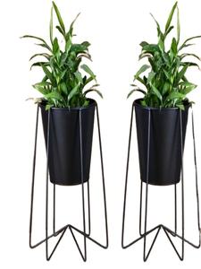 Soporte de maceta negro de 2 piezas con maceta de cubo - Product Image 2