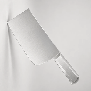 Couteau à viande robuste en argent avec manche en métal argenté, lame rectangulaire large, coins arrondis, couteau de boucher pour la cuisine - Product Image 6