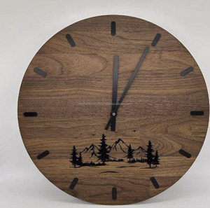 Horloge murale moderne avec impression de logo, horloge murale personnalisée, décoration, grande horloge murale en bois d'Inde - Product Image 1