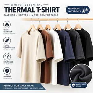 OEM Mens 280G Heavyweight German Fleece <b>T</b> <b>Shirt</b> Short Sleeve Warm Mid Neck Base Layer Autumn Winter Thick Casual Thermal <b>T</b> <b>Shirt</b> - Product Image 1