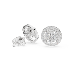 925 <b>Sterling</b> <b>Silver</b> Moissanite Halo Stud <b>Earrings</b> Round Cut Sparkling Claw <b>Set</b> Jewelry for Wedding Party Gift - Product Image 1