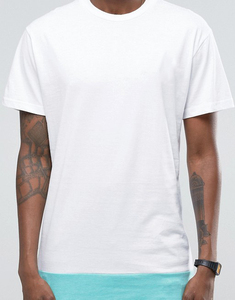 Men's Oversized Short Sleeve <b>T</b>-<b>Shirt</b> With Contrast Trim Color Blocked Solid Cotton Casual O-Neck <b>Long</b> Fit - Product Image 4