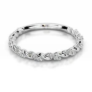 Bague de mariage demi-éternité Zenvoria en or blanc 14 carats avec diamant rond cultivé en laboratoire de 2,0 mm, certifiée IGI - Product Image 3
