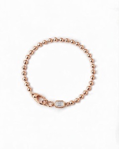 สร้อยข้อมือลูกปัดเพชร E Color VVS คุณภาพดี ทองคำ 14K 18K สีเหลือง ประดับเพชรเม็ดเดี่ยวทรงเหลี่ยมมรกต 0.10 กะรัต ขนาด 3x2 มม. เพชรแล็บ สร้อยข้อมือแบบลูกปัด - Product Image 1