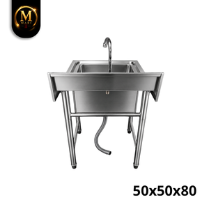 Top Grade Compact Single Bowl <b>Sink</b> 0.8mm Thickness Stainless Steel Free Standing Commercial <b>Kitchen</b> Cafe Washing Basin <b>Unit</b> - Product Image 2