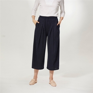 ODM algodón poliéster cintura elástica pantorrilla longitud pantalones para damas - Product Image 2