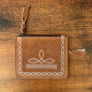 Hot Selling Custom <b>Boot</b> Stitch Suede Leather Mini Change Wallet for Women High Quality Vintage Genuine Leather <b>Zipper</b> Coin Purse - Product Image 3