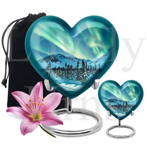 Urna funeraria para cenizas con diseño de aurora boreal, urna conmemorativa para cenizas humanas, recuerdo decorativo de homenaje. - Product Image 4