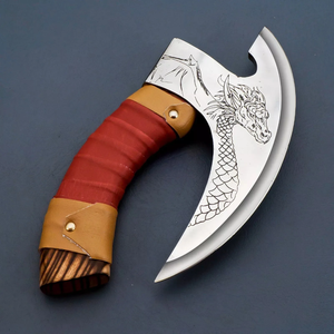 Cuchillo para Pizza de Acero al Carbono Forjado a Mano, Hoja Grabada, Mango de Madera, Cortador de Pizza, Herramienta de Cocina para Restaurante, Venta al por Mayor - Product Image 5