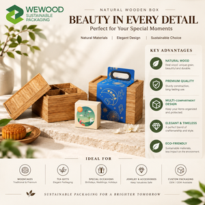 Caja de Regalo Premium de Madera para Pasteles Lunares con Compartimentos Personalizados |   Embalaje de Madera Reutilizable y Ecológico - Product Image 2