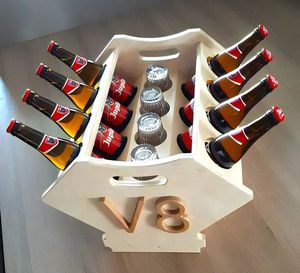 6-Pack Beer Carrier With Metal Bottle Opener Handcrafted Wooden Bottle Carrier - Product Image 6