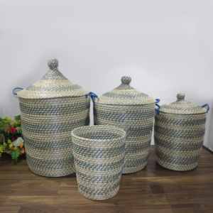 Artex Dong ตะกร้าเก็บของผักตบชวาสานสำหรับจัดระเบียบบ้านและกล่องเก็บของในครัว - Product Image 1