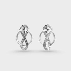 IGI Certified Lab Grown Diamond Infinity Loop Stud Earrings 9K Yellow / White / Rose Gold Interlocking Circle Designer Earrings - Product Image 4