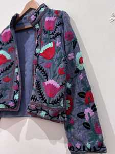 Velvet Embroidered Jacket Hand Embroidered Suzani Jacket Boho Ethnic Floral Coat Bold Statement Outerwear for Women Winter - Product Image 3