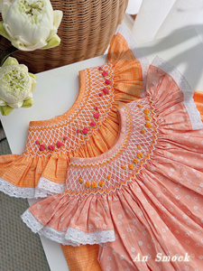 Robe en lin décontractée pour bébé fille, smockée, ample, confortable, douce, adaptée aux 4 saisons, motif floral et animal - Product Image 4