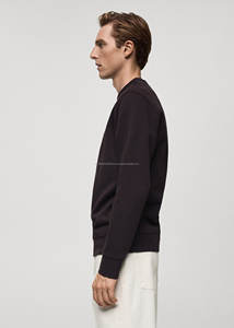 Sudadera con capucha de algodón pesado para hombre, Sudadera de cuello redondo de gran tamaño con logotipo bordado personalizado, patrón sólido, impresión Digital de invierno - Product Image 3