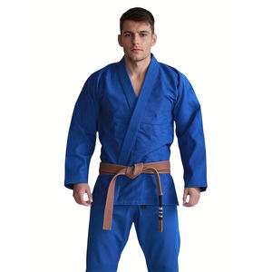 Uniforme de MMA Más Vendido, Color Azul, Uniforme Deportivo de Jiu Jitsu Brasileño, Preencogido, con Aberturas Laterales, Traje de BJJ con Cinturón Marrón - Product Image 5