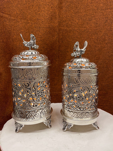 New Arrival Akhand Diya Metal Handmade Exquisite Luxury Decorative <b>Lamp</b> Set with Bird Finial Design - Product Image 1