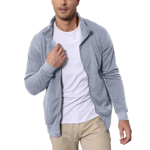 เสื้อสเวตเชิ้ตถักสำหรับผู้ชายทันสมัย สีเขียวมะกอก ทรงปกติ สีพื้น สไตล์ลำลอง มีซิปและฮู้ด - Product Image 2