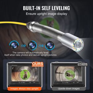 Telecamera per ispezione tubi con localizzatore 512Hz autolivellante, 165 piedi/50 m, schermo HD 1080P da 9 pollici, zoom 36X, endoscopio industriale a serpente - Product Image 3
