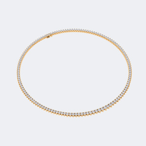 Collier tennis en or 9 carats avec diamants de laboratoire ronds sertis à griffes, 10,30 carats au total, couleur E, style luxueux, certifié IGI - Product Image 1