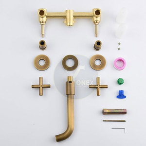 Robinet de salle de bain mural en laiton chromé à double poignée pour bain et douche, vente en gros - Product Image 3