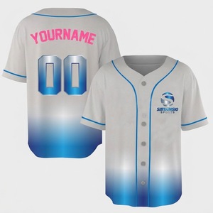 Camiseta de Béisbol Sublimada Personalizada, Gris Azul Degradado, con Botones, Ropa Deportiva Personalizada para Equipos, Ligera y Transpirable - Product Image 1