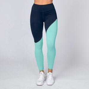 <b>Women's</b> High Waist Color Blocked <b>Leggings</b> Full Length Sporty Style Orange <b>Navy</b> Knitted Stretch Fabric All Seasons - Product Image 5