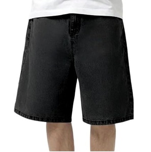 Shorts Bermuda en jean délavé pour homme, taille mi-haute, coupe droite, braguette boutonnée, en toile de coton, bleu uni, décontracté, pour l'été - Product Image 2