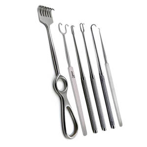 DENTRIC IMPLANTS Kit de crochets cutanés 6 pièces Instruments dentaires en acier inoxydable Réutilisables Poignée ergonomique Certifié CE Classe I Chirurgical - Product Image 2