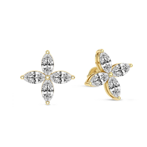 Elegantes y Modernos Pendientes de Oro Sólido de 18k con Dijes de Flor de Trébol y Diamantes de Laboratorio, Certificados por IGI, para Mujer - Product Image 3