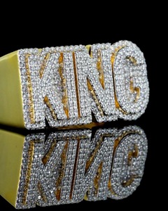 Mens Custom King <b>Ring</b> <b>Iced</b> Out VVS Moissanite Letter <b>Ring</b> 14k Gold Plated Hip Hop Bling <b>Ring</b> Personalized 3D Name <b>Ring</b> - Product Image 5
