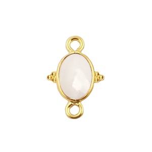 ตัวเชื่อมต่อทรงรีขนาด 10x8 มม. ทำจากไวท์แคลซิโดนี – จี้หินประดับเงินแท้ 925 แบบ Double Bail สำหรับงาน DIY เครื่องประดับ - Product Image 1