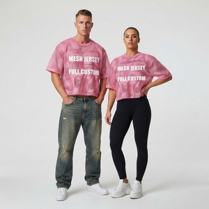 Maillot de football personnalisé en polyester respirant unisexe avec logo, haut en maille, tee-shirt de luxe hip-hop, impression sérigraphique, t-shirt court pour homme - Product Image 2
