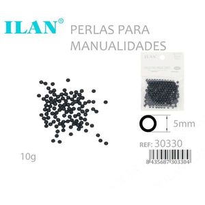 Perles artisanales Ilan 5mm noires pour travaux manuels 10g - Product Image 1