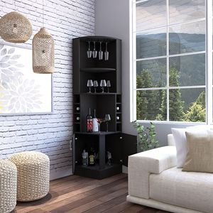 Mueble Bar Jamesport de 4 Botellas y 2 Estantes, Color Negro Wengue - Product Image 2