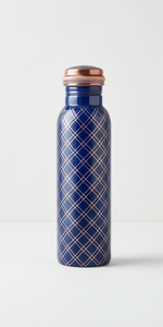 Botella de Agua de Cobre Esmaltado Hecha a Mano al por Mayor, Diseño Artístico, Ayurvédica, Antiderrames, Ecológica, Frasco Metálico para Gimnasio, Yoga y Oficina - Product Image 2
