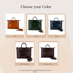 Maletín de Cuero Genuino Personalizado de Lujo para Portátil, para Uso en Oficina y Negocios, Ligero, con Cierre de Cremallera - Product Image 2