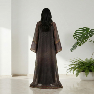 Abaya de Verano con Estampado de Diseñador, Tradicional India, de Chinnon, Larga hasta el Suelo, Holgada, para Oración del Eid, Ropa de Noche, Atuendo Modesto para Mujer - Product Image 4