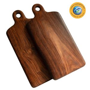 Wholesale Custom Acacia Wood Board Cutting Block Chopping Boards with Handle for Serving Food Made in India - Product Image 1