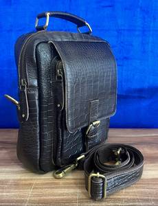 RABADA LM67 Vintage Leather <b>Men's</b> <b>Messenger</b> <b>Bag</b> Alligator Pattern Buckle Closure Durable Daily Use Travel Large Size - Product Image 2