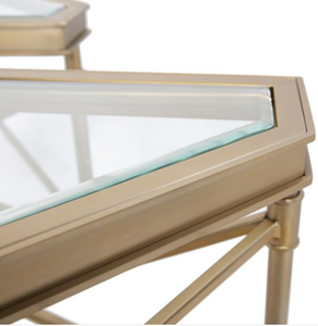 Modern Geometric <b>Glass</b> Coffee <b>Table</b> with Metal Frame Hexagon Shape <b>Side</b> <b>Table</b> for Living Room - Product Image 5