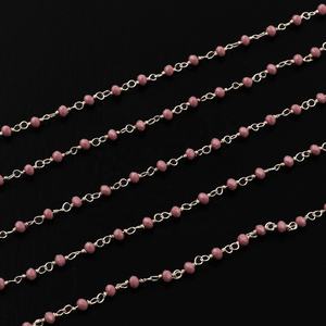 Natural Purple Colored Hydro <b>Beads</b> Handmade 3mm Small Rosary Chain Rondelle Round <b>Silver</b> Plated Jewelry Chain Roll Wholesale - Product Image 4