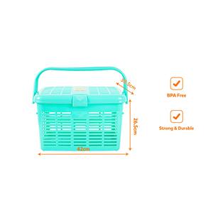BPA Free Plastic Storage <b>Basket</b> With Lid Durable Organizer Bin With Handle for <b>Shelf</b> Closet Countertop - Product Image 1