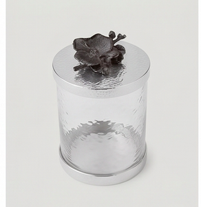 <b>Round</b> Glass Food Container With Silver Lid And Flower Knob Minimalist Design For Kitchen Storage And <b>Table</b> Decor - Product Image 3