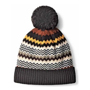Bonnet tricoté unisexe à motif géométrique avec pompon, chapeau d'hiver noir et gris, 56-58 cm, décontracté, pour adulte, pour l'extérieur - Product Image 3