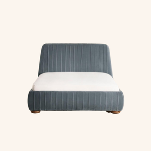 Cadre de lit rembourré moderne, mobilier de chambre minimaliste avec tête de lit en tissu pour hôtel, appartement et projets résidentiels - Product Image 3