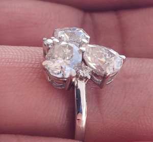 Anillo de Boda Único con Cuentas de Moissanita Multicorte, Anillo de Compromiso de Oro Sólido de 14K, Joyería Fina, Regalos de Aniversario para Ella - Product Image 3